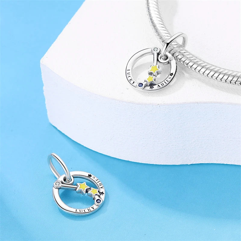 CHARM STERLING SILVER 925 ZODIACO CHE SI ILLUMINA DI NOTTE