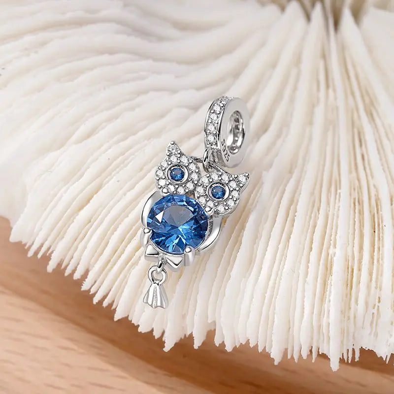 CHARM STERLING SILVER 925 CUORI FAMILY BLU FRUTTA CATENE PORTAFORTUNA CLIP ANIMALI MURANO MARE