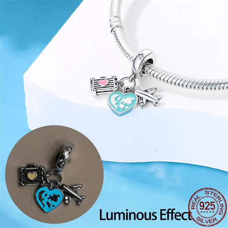 CHARM STERLING SILVER 925 ANIMALI MARE ILLUMINA STELLA MURANO