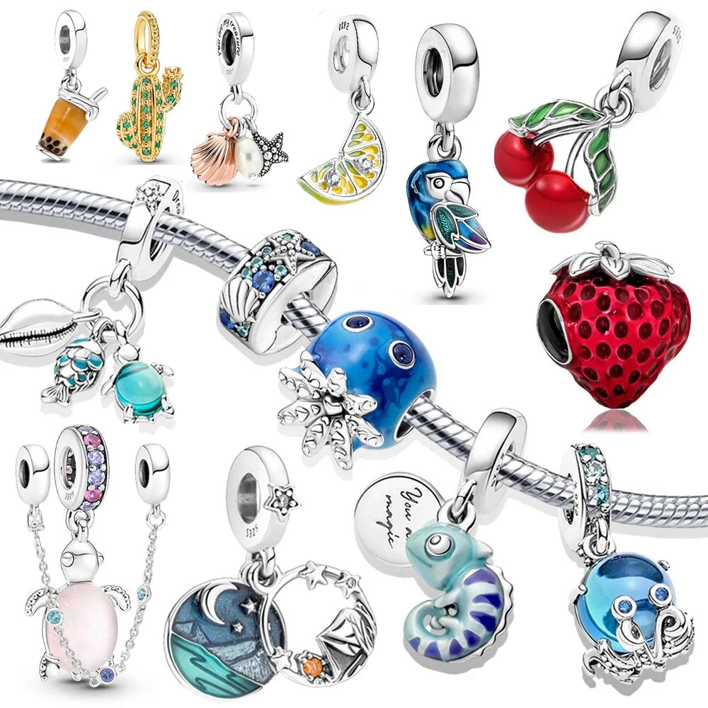 CHARM STERLING SILVER MARE FRUTTA PORTAFORTUNA