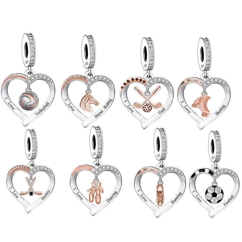 CHARM STERLING SILVER 925 TRIDIMENZIONALE SPORT