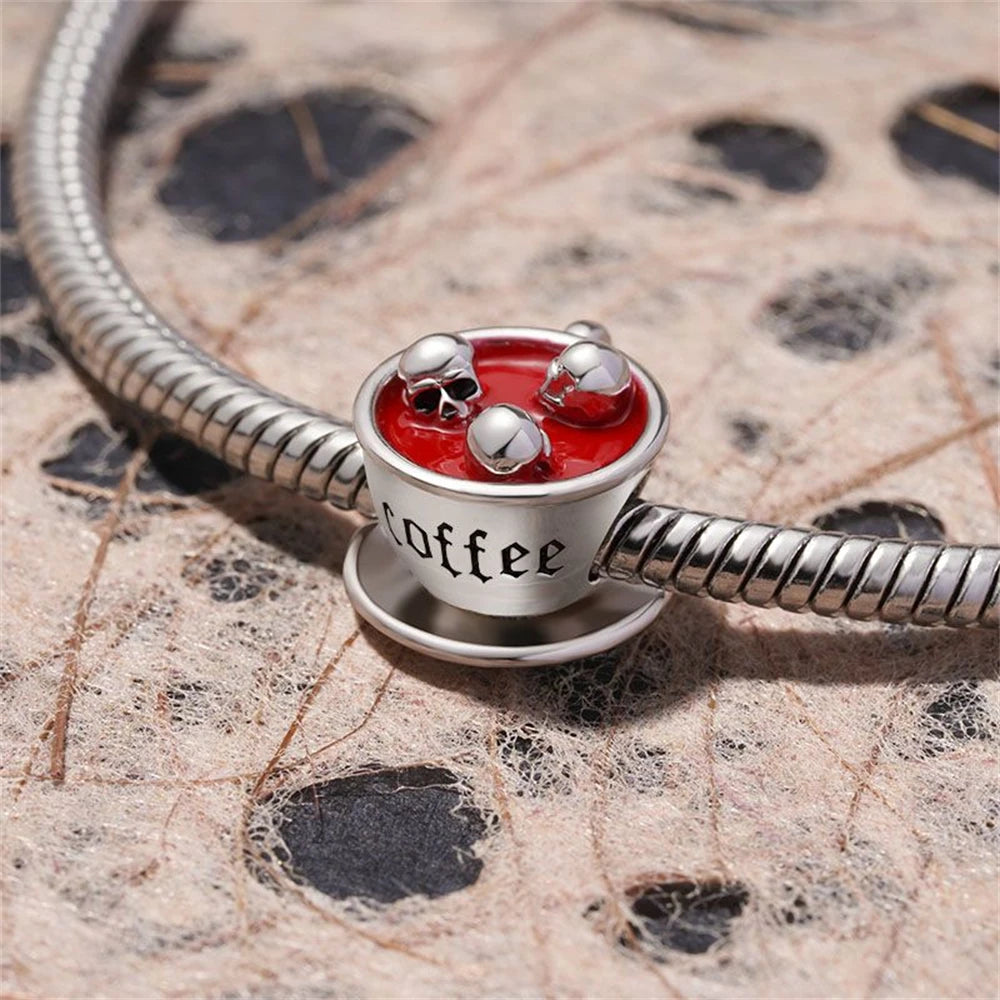 CHARM STERLING SILVER 925 CAFFE' BIBITE BIRRA CUCINA