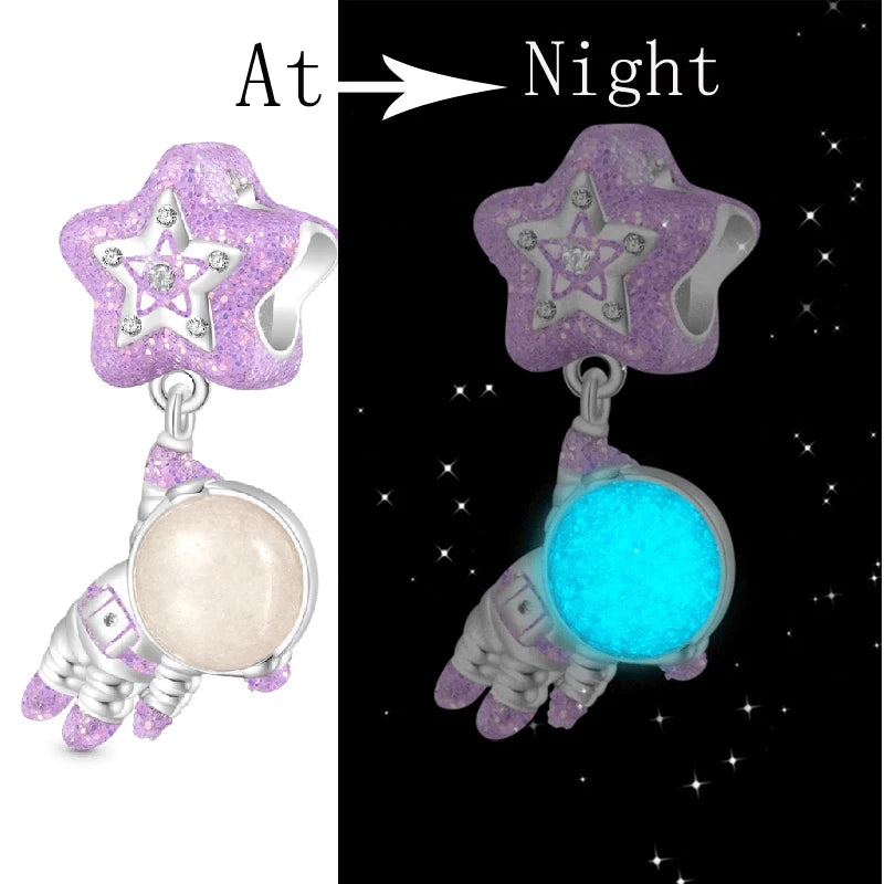 CHARM STERLING SILVER TEMA LUNARE ASTRONAUTA