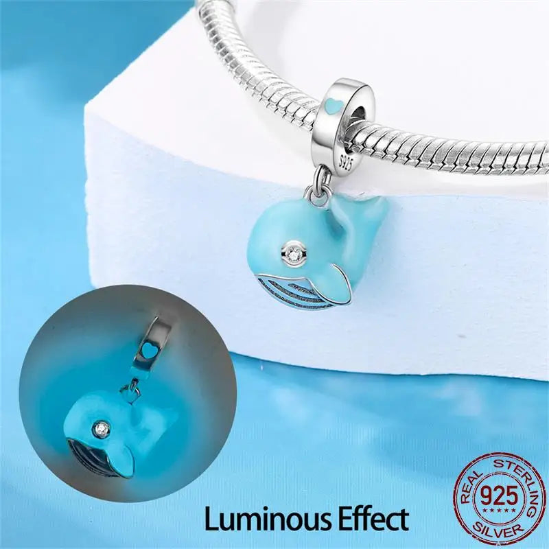 CHARM STERLING SILVER 925 ANIMALI MARE ILLUMINA STELLA MURANO