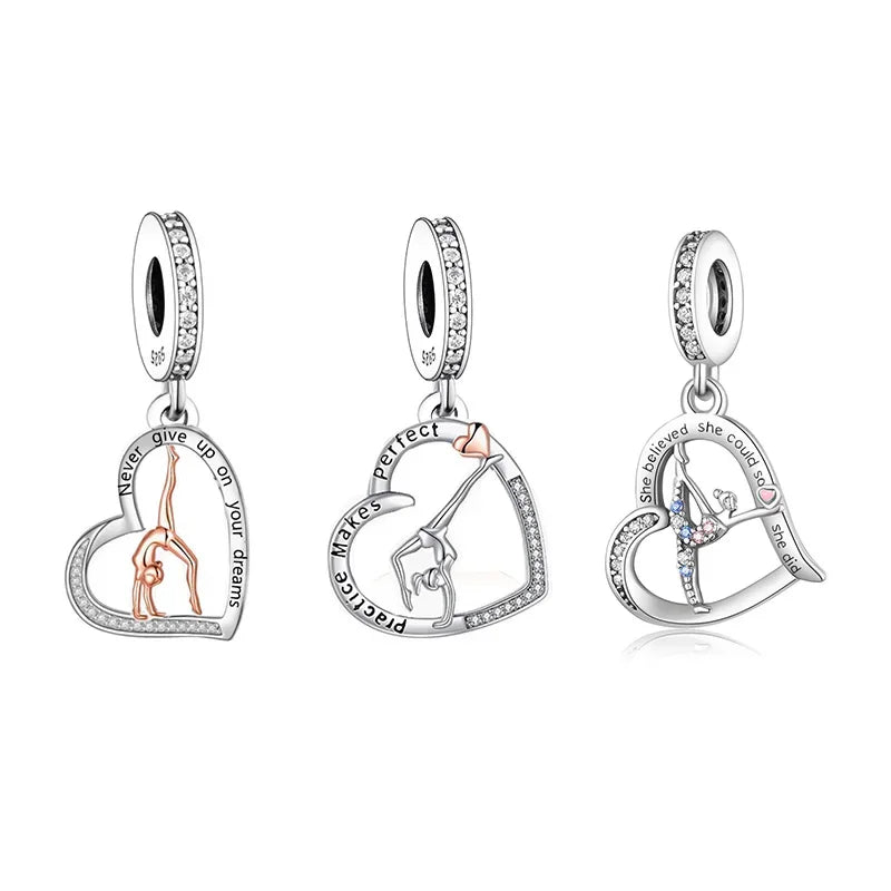 CHARM STERLING SILVER 925 TRIDIMENZIONALE DANZA SPORT PATTINAGGIO TEMPO LIBERO
