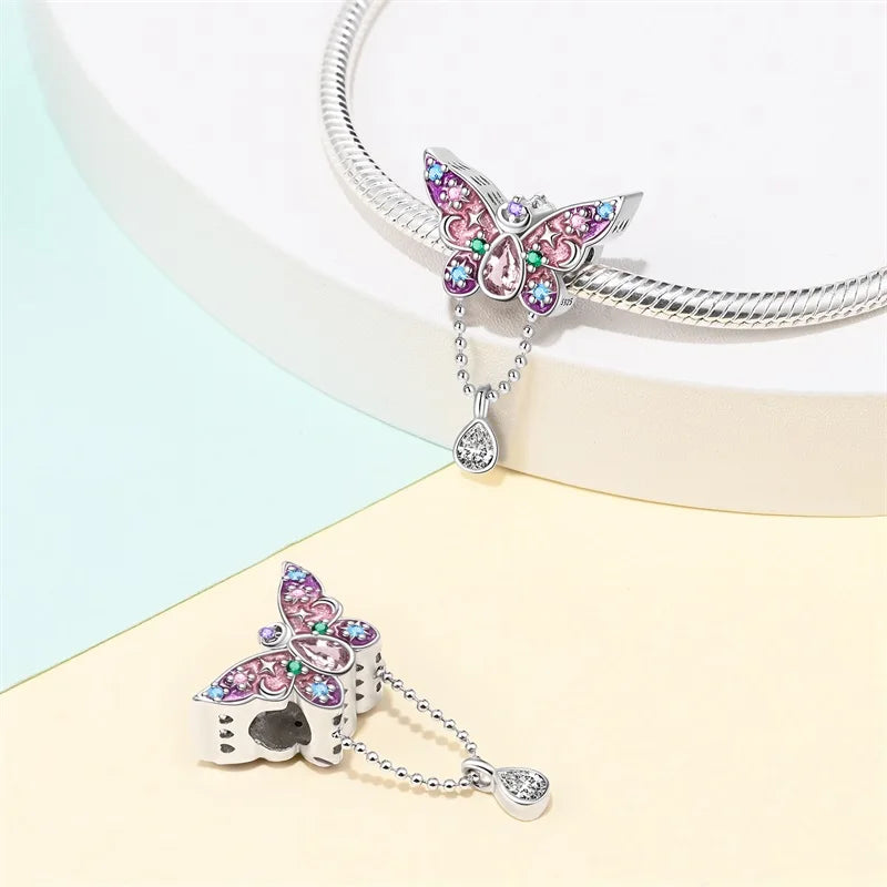 CHARM STERLING SILVER 925 BIMBA ROSA DANZA ANIMALI GLAMOUR FITNESS SARTA
