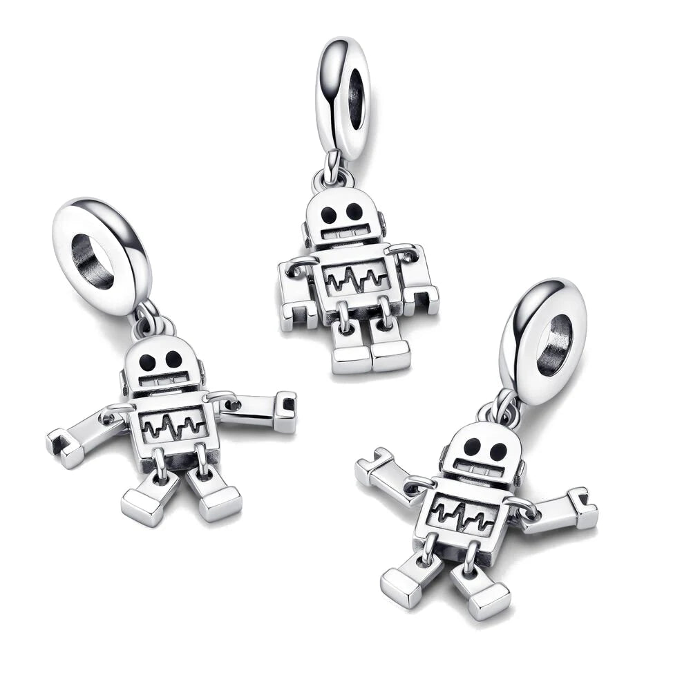 CHARM STERLING SILVER 925 ANIMALI CLIP CUORE ROBOT STELLA