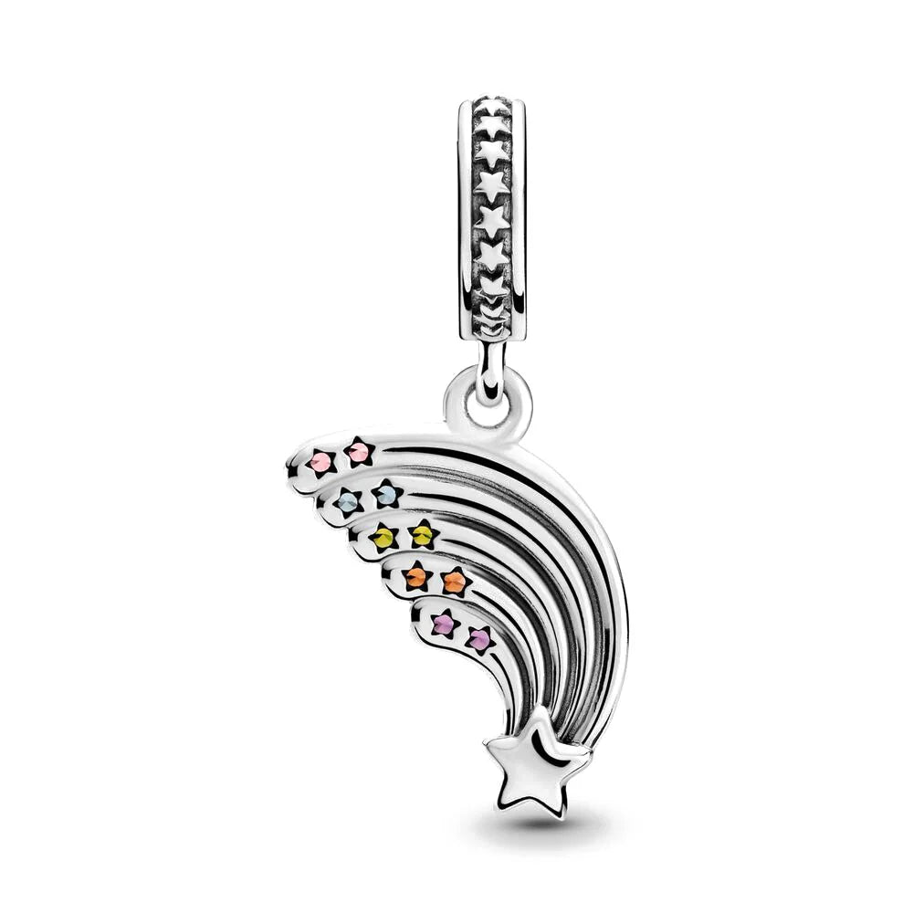 CHARM STERLING SILVER 925 PEDENTI GUFO PORTAFORTUNA CUORE FAMILY ARCOBALENO