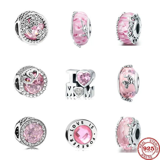 CHARM STERLING SILVER 925 ROSA MURANO SWAROSKY