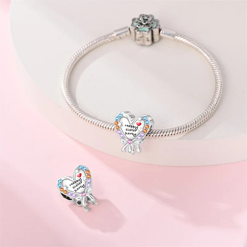 CHARM STERLING SILVER 925 LINEA COLOR FAMILY SISTER BEST FRIENDS