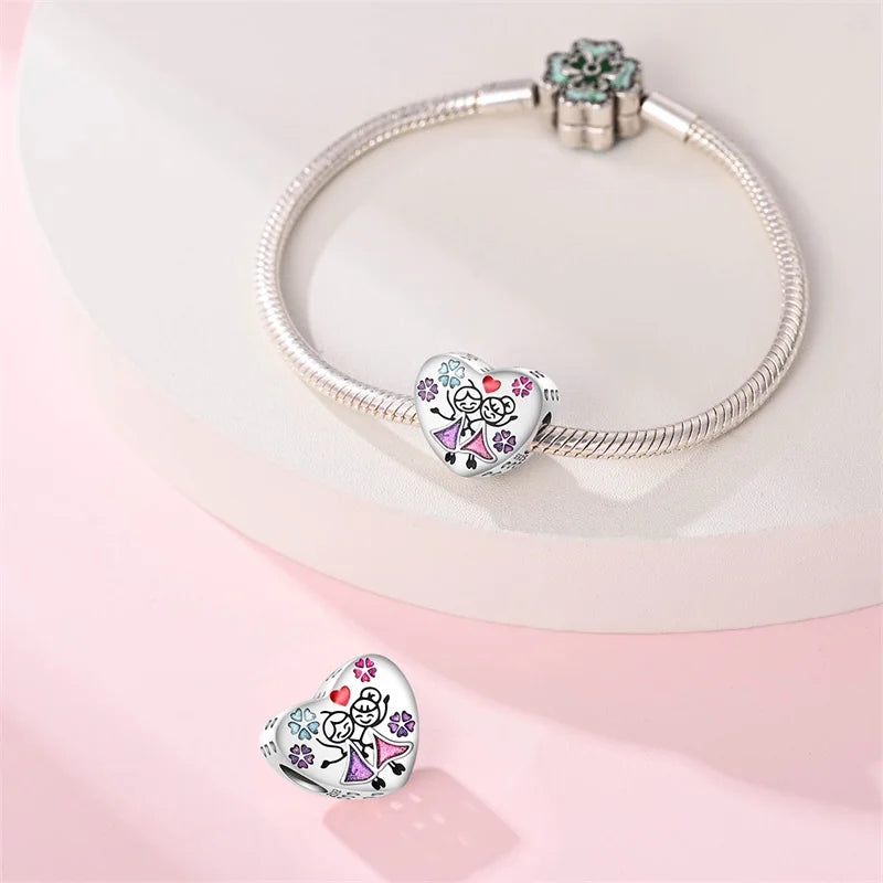 CHARM STERLING SILVER 925 LINEA COLOR FAMILY SISTER BEST FRIENDS
