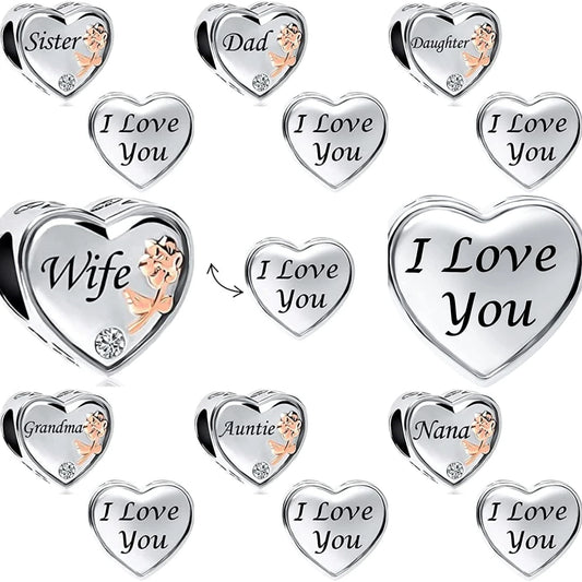 CHARM STERLING SILVER 925 FAMILY I LOVE YOU