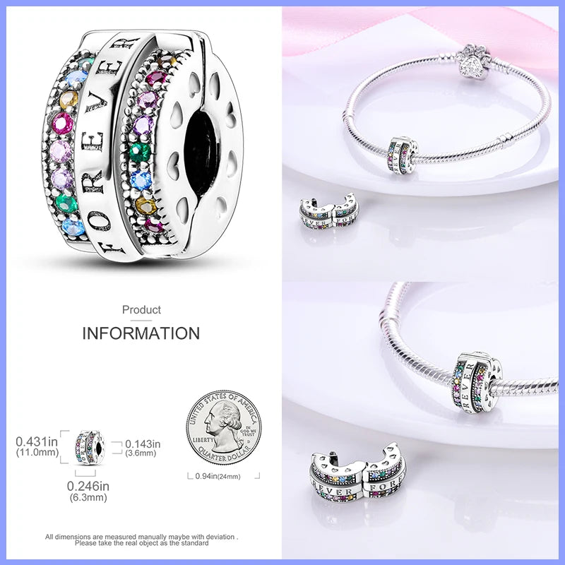 CHARM STERLING SILVER 925 CUORI INFINITO CLIP CUBO