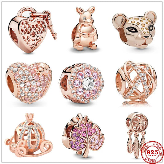 CHARM STERLING SILVER 925 PLATED ROSE'