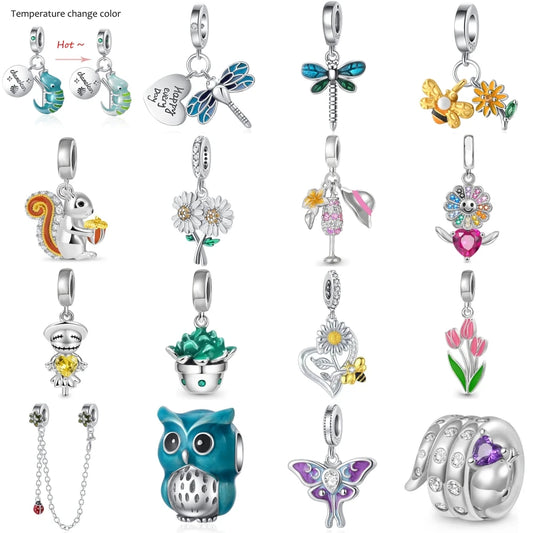 CHARM STERLING SILVER 925 ANIMALI FIORI CATENE BICCHIERE