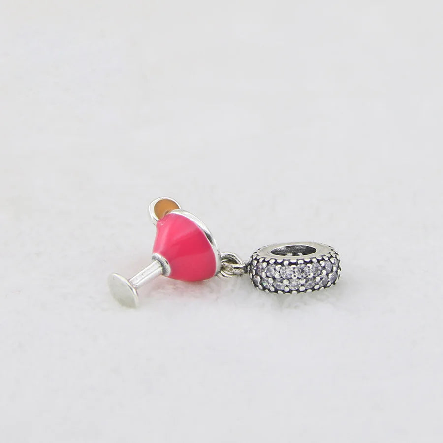 CHARM STERLING SILVE 925 CUORI ROSA MURANO SWAROSKY ANIMALI PENDENTI