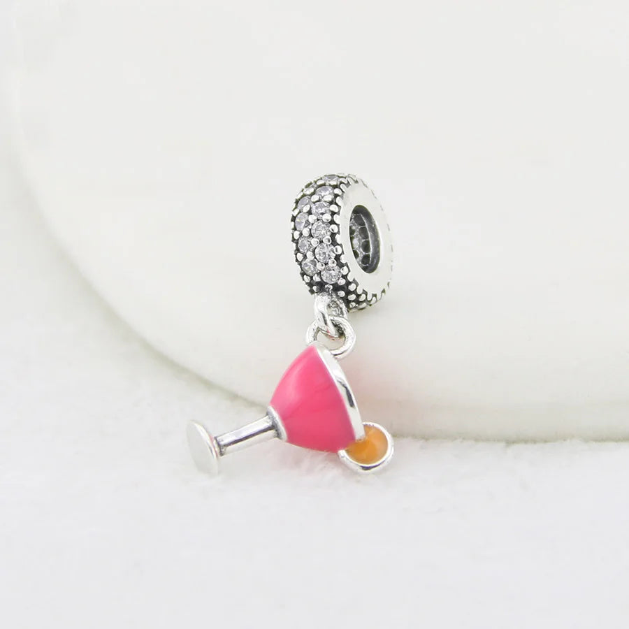 CHARM STERLING SILVE 925 CUORI ROSA MURANO SWAROSKY ANIMALI PENDENTI