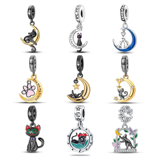 CHARM STERLING SILVER 925 GATTO LUNA NOVITA' APRILE 2025
