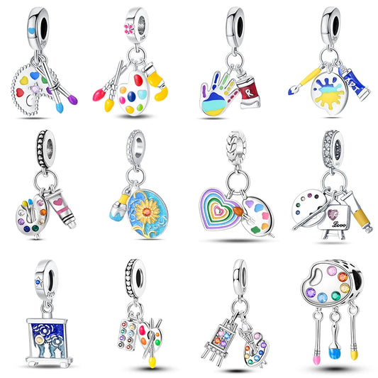CHARM STERLING SILVER 925 PITTURA PITTORE DIPINTI NOVITA' APRILE 2025