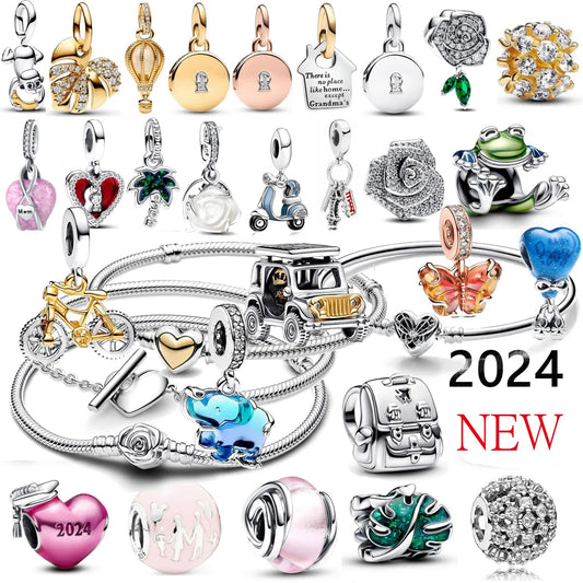 CHARM E BRACCIALI STERLING SILVER 925 MURANO MONGOLFIERA FIORI AUTO BICI ANIMALI