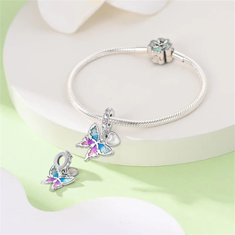 CHARM STERLING SILVER 925 FIORI ANIMALI FORTUNA SWAROSKY ILLUMINA LINEA COLOR