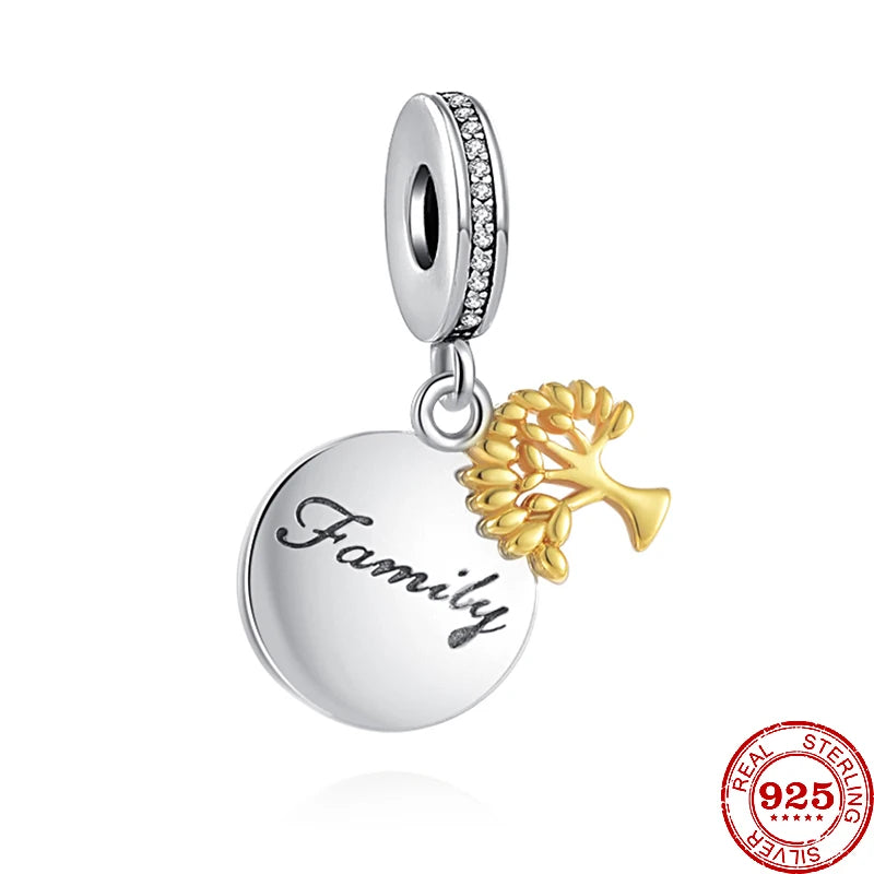 CHARM STERLING SILVER 925 ORO CUORE ANIMALI PORTAFORTUNA CUORI