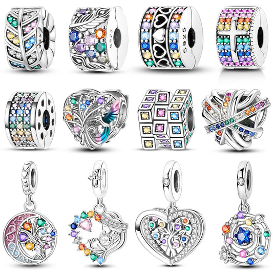 CHARM STERLING SILVER 925 CUORI INFINITO CLIP CUBO