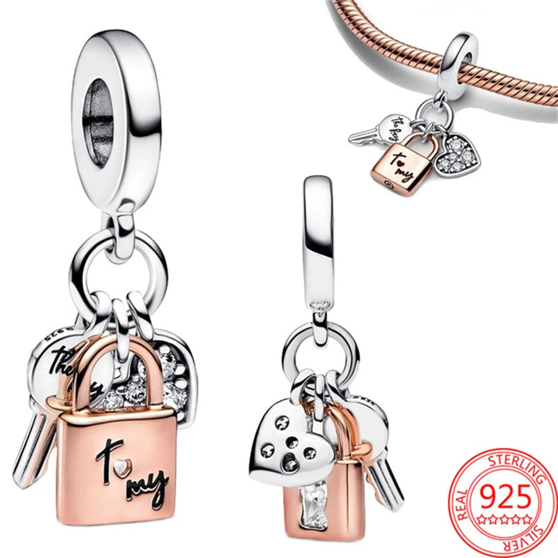 CHARM STERLING SILVER 925 BORSA ANIMALI CUORI PERLINE