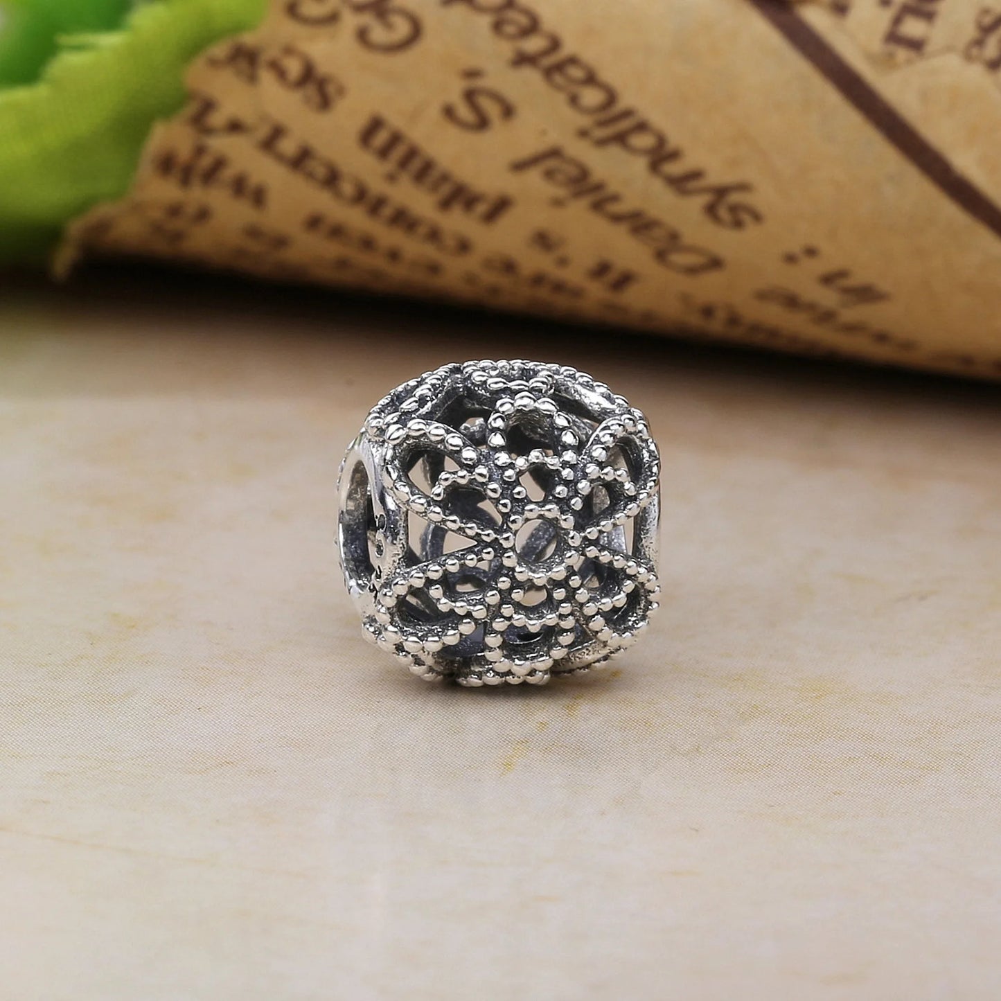 CHARM STERLING SILVER 925 DISTANZIATORI PAPERA CORONA CIONDOLI TRIS MUSICA