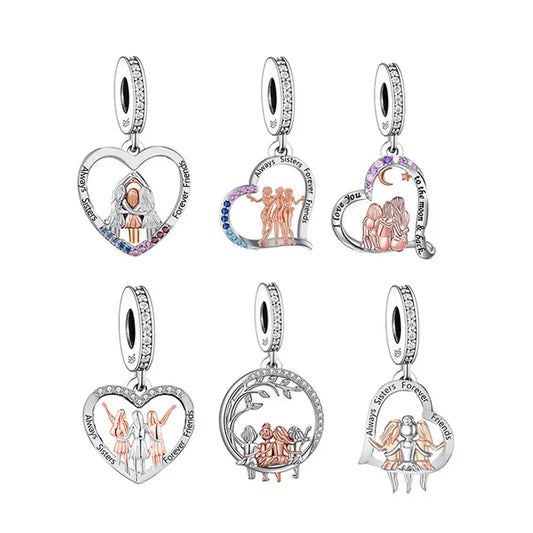CHARM STERLING SILVER 925 AMICHE TRIDIMENZIONALE