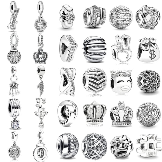 CHARM STERLING SILVER 925 DISTANZIATORI PAPERA CORONA CIONDOLI TRIS MUSICA