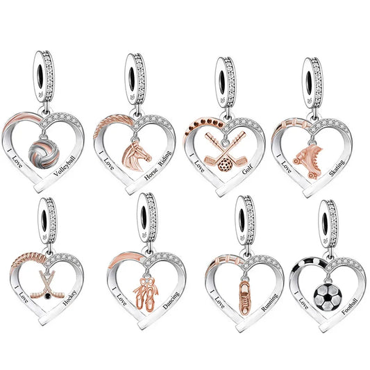 CHARM STERLING SILVER 925 TRIDIMENZIONALE SPORT