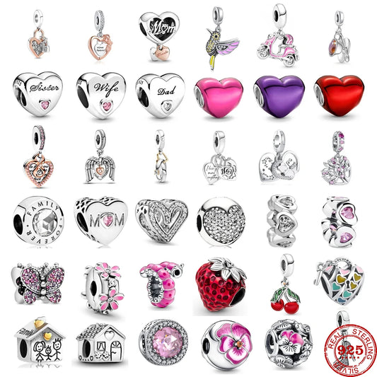 CHARM STERLING SILVER 925 CUORI FAMILY ANIMALI MOM CASA SWAROSKY CLIP FIORI FRUTTA CAFFE CLIP LOVE CASA