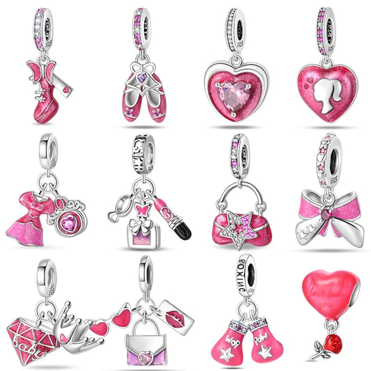 CHARM STERLING SILVER 925 BIMBA ROSA DANZA ANIMALI GLAMOUR FITNESS SARTA