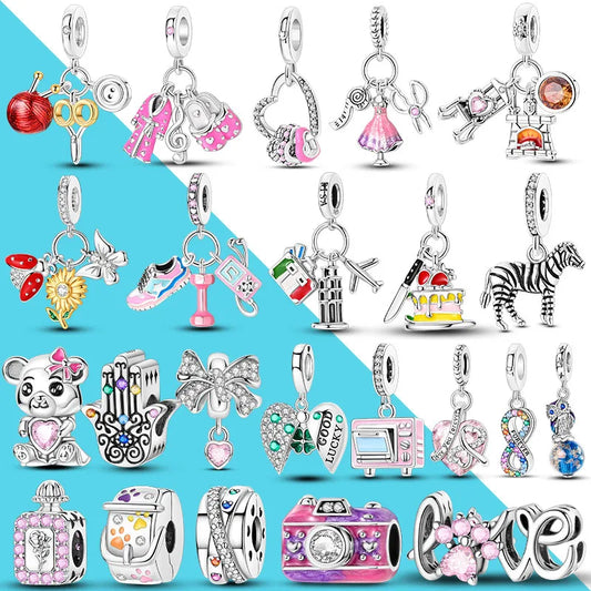 CHARM STERLING SILVER CUORI CASA PENDENTI FOTO ANIMALI CLIP