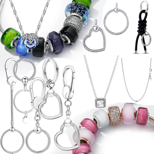 COLLANA, CERCHIO PER CHARM MURANO PORTACHIAVI STERLING SILVER 925
