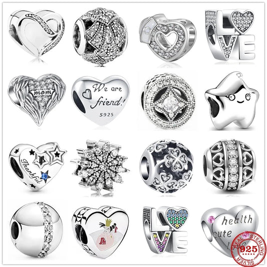 CHARM STERLING SILVER 925 CUORI LOVE STELLA NEVE CUORI