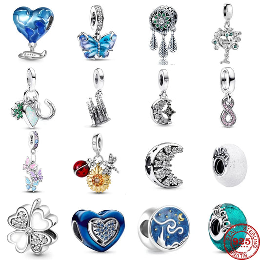 CHARM STERLING SILVER 925 LUNA MOM VIAGGIO FARFALLA AMICIZIA INFINITO QUADRIFOGLIO