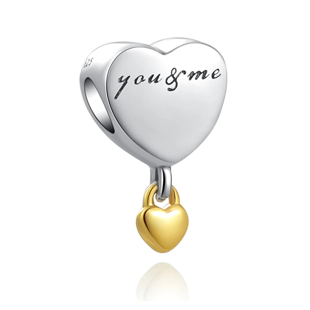 CHARM STERLING SILVER 925 ORO CUORE ANIMALI PORTAFORTUNA CUORI