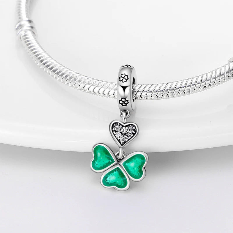 CHARM STERLING SILVER 925 FIORI QUADRIFOGLIO ANIMALI CUORI LINEA COLOR