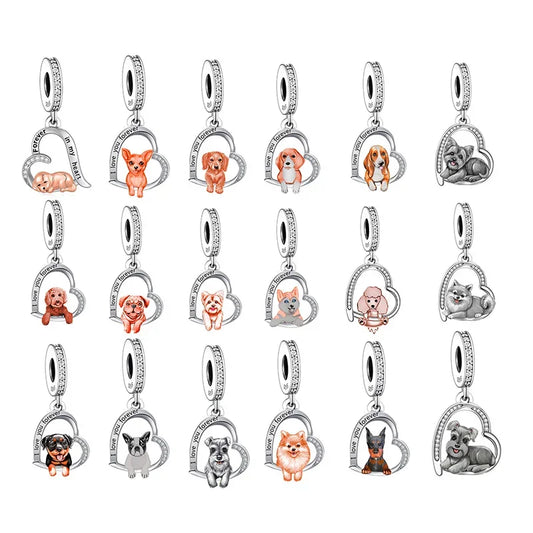 CHARM STERLING SILVER 925 TRIDIMENZIONALE CANI