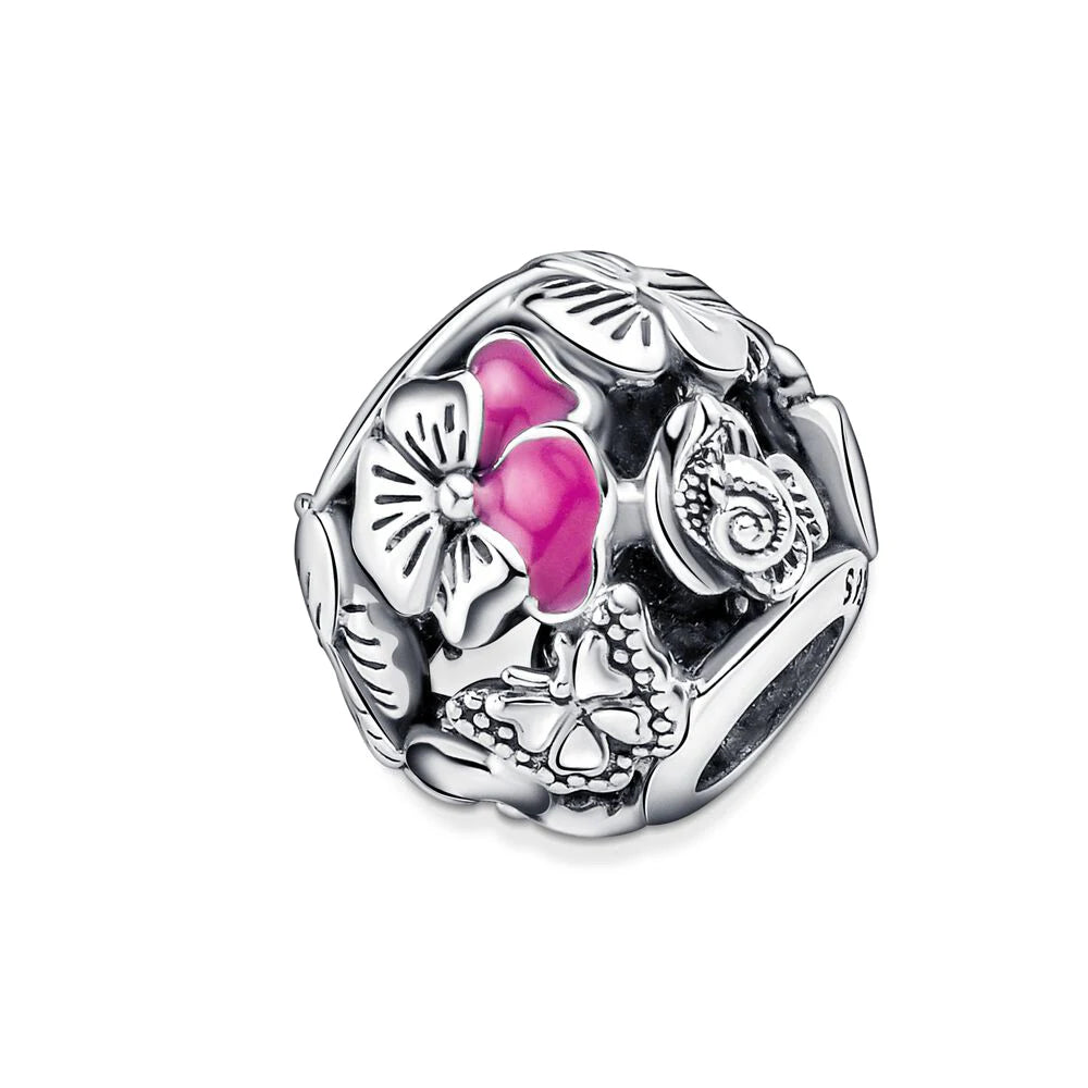 CHARM STERLING SILVER 925 FIORI FARFALLA CORONA
