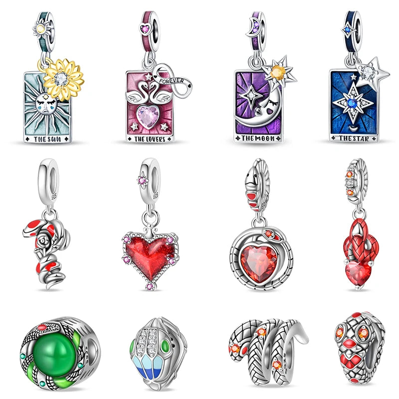 CHARM STERLING SILVER 925 NEW 2024 ANIMALI CUORE CARTE LINEA COLOR