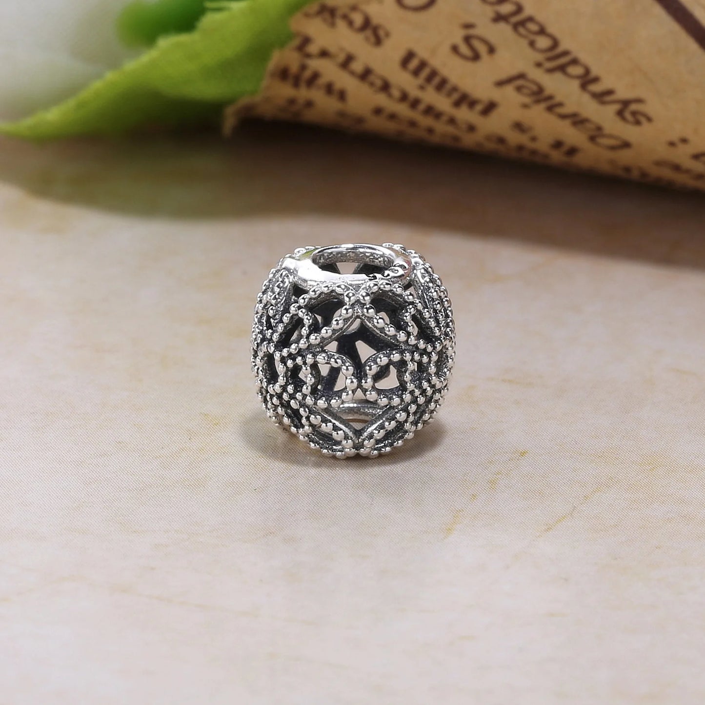 CHARM STERLING SILVER 925 DISTANZIATORI PAPERA CORONA CIONDOLI TRIS MUSICA