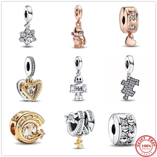 CHARM STERLING SILVER 925 ANIMALI CLIP CUORE ROBOT STELLA