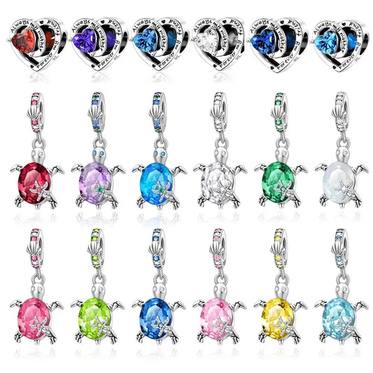 CHARM STERLING SILVER 925 MARE TARTARUGHE COMPLEANNO MESI NOVITA' GIUGNO 2025