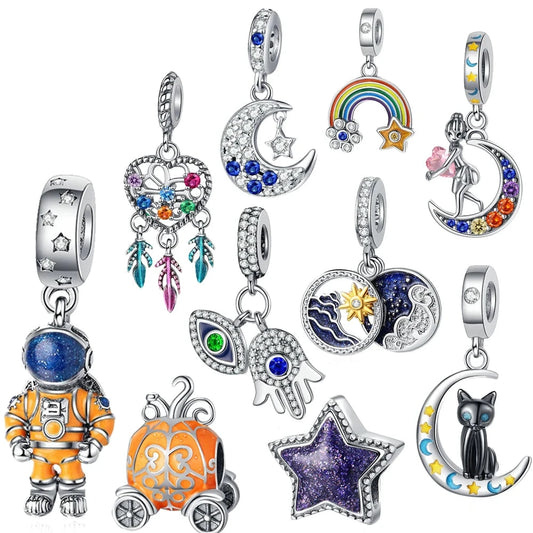 CHARM STERLING SILVER 925 TEMA LUNARE ANIMALI ACCHIAPPASOGNI