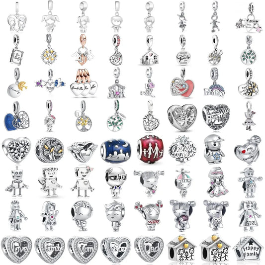 CHARM STERLING SILVER 925 FAMILY BIMBI ALBERO DELLA VITA CUORI