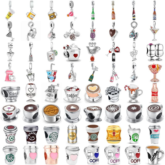 CHARM STERLING SILVER 925 CAFFE' BIBITE BIRRA CUCINA