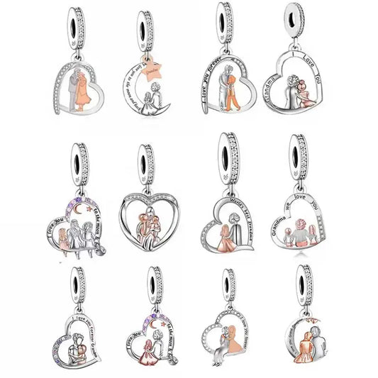 CHARM STERLING SILVER 925 TRIDIMENZIONALE FAMILY NONNI